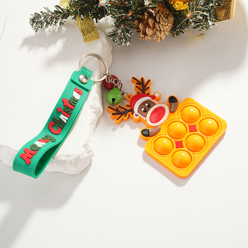 Wholesale Christmas Elk Snowman Decompression Metal Keychain